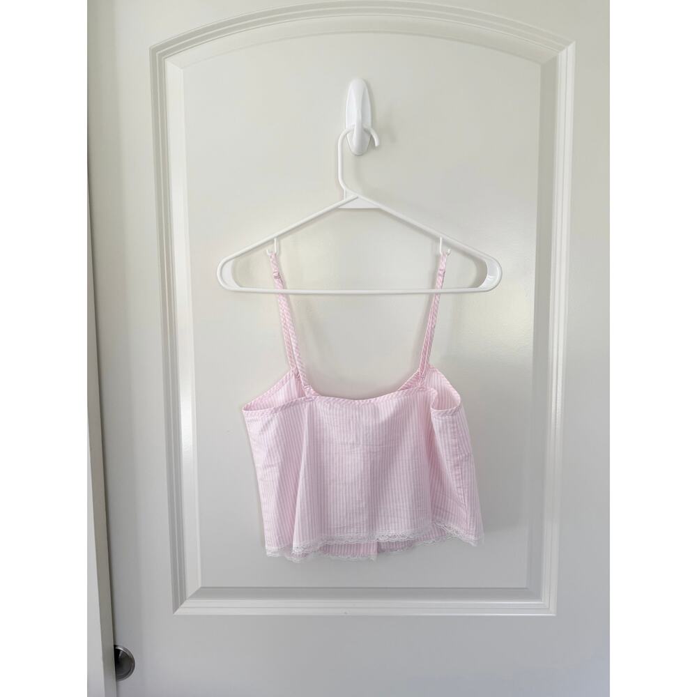 NWT SKIMS Cotton Poplin Striped Sleep Cami Tank Top Pink White XXS - Picture 3 of 5